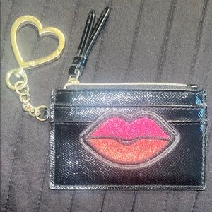 Victorias Secret Black and Pink Lip Design Card Holder